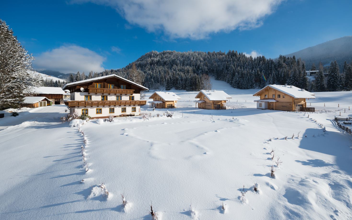 Lage der Chalets an der Langlaufloipe